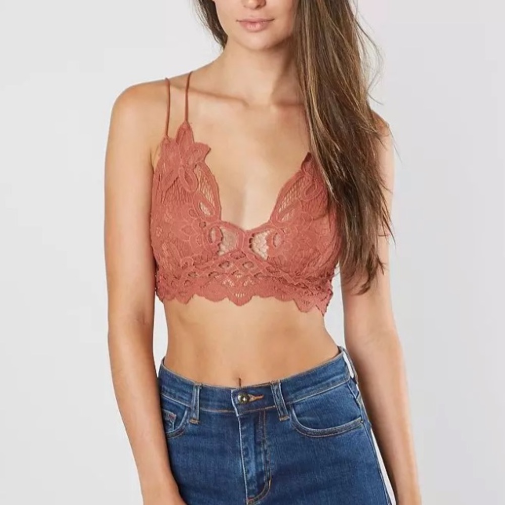 Free People Adella Lace Bralette Copper XS